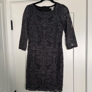 H&M Charcoal Grey/Black Lace Long Sleeve Dress